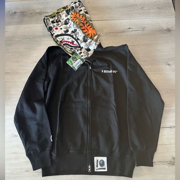 Bape A Bathing Ape World Gone Mad black with Green/White Camo XL New With‎ Tags - Picture 6 of 7